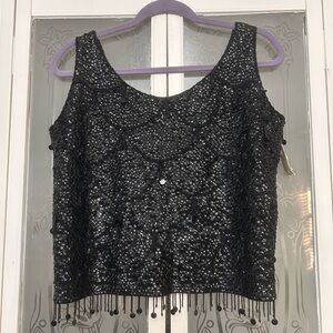 Vintage sequin beaded wool top Saks, Fifth Avenue medium new with tag tank